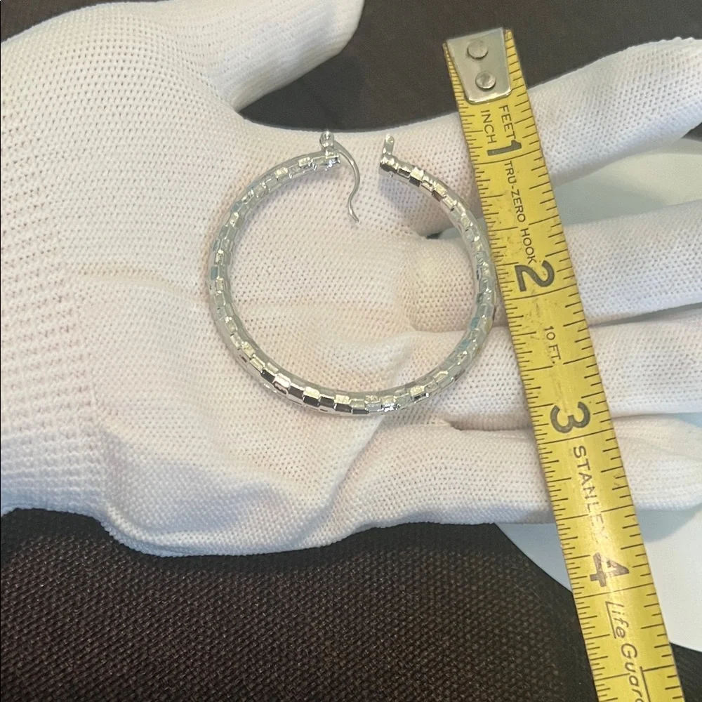 (0365) Elegant S925 Sterling Silver Hoop Earrings “40 mm/50 mm” - Picture 2 of 10